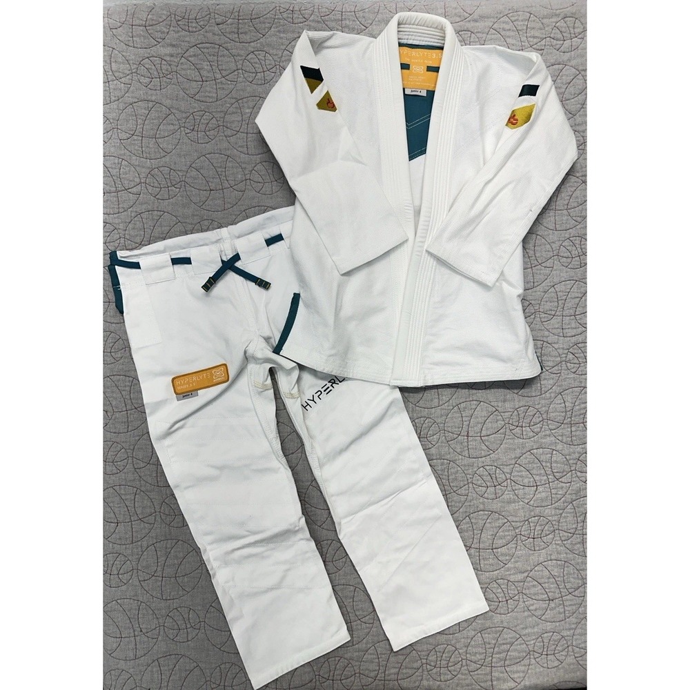 Hyperfly Hyperlyte 3.5 BJJ Gi White Blue Gold / Junior's Size 4
